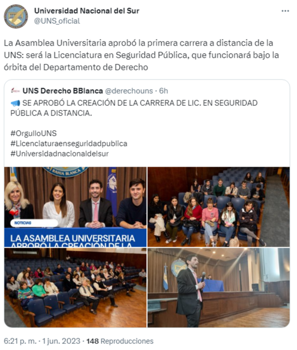 La Licenciatura en Seguridad Pública se dictará también a distancia