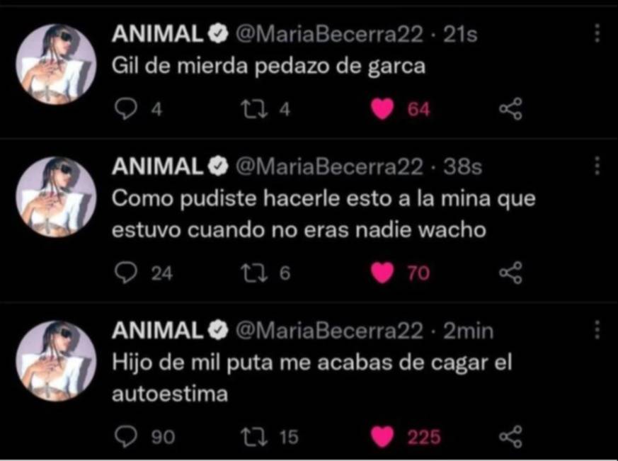Los polémicos tweets que publicó María Becerra tras dejar de seguir a su novio, Rusherking
